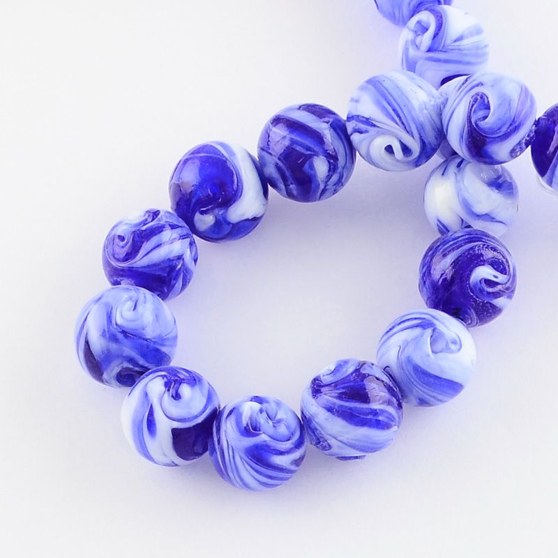 Lampwork, Glaspärlor, 14mm, Blue, 10st