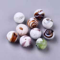 Lampwork, Glaspärlor, 14mm, Mixade, 10st
