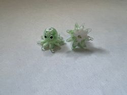 Lampwork, Glaspärlor, Bläckfisk, Light Green