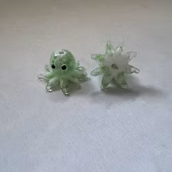 Lampwork, Glaspärlor, Bläckfisk, Light Green