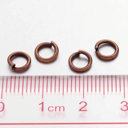 Bindringar, 6x1 mm, Red Copper, Mässing, 50 st