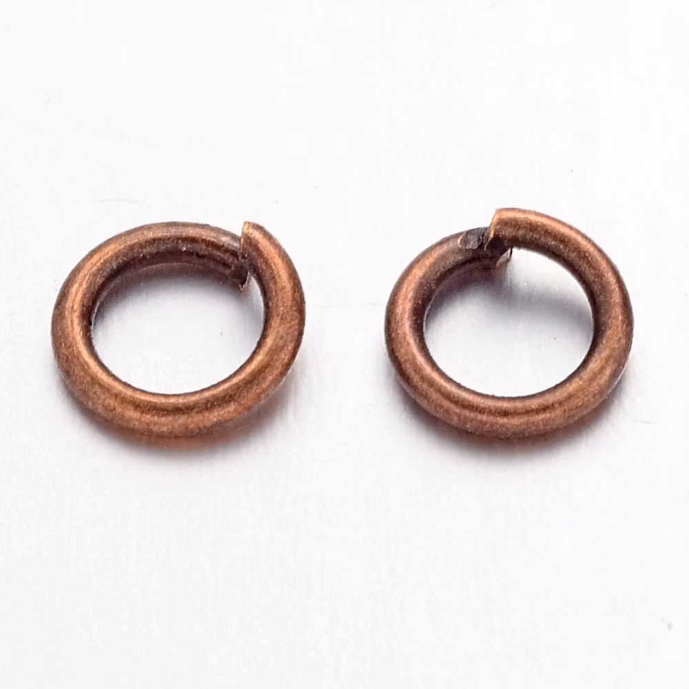 Bindringar, 6x1 mm, Red Copper, Mässing, 50 st