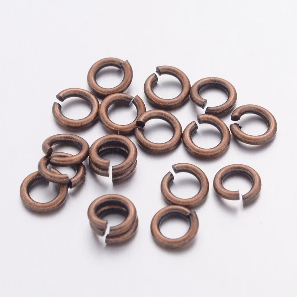 Bindringar, 5x1 mm, Red Copper, Mässing, 50 st