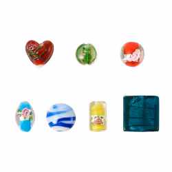 Lampwork, Glaspärlor, 120 st i box, Flera färger