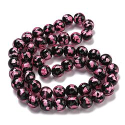 Lampwork, Glaspärlor, 2st, Silver/Gold Foil, Pearl Pink