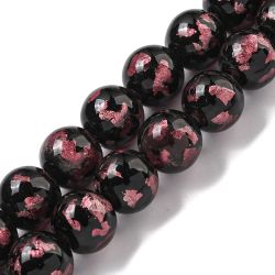 Lampwork, Glaspärlor, 2st, Silver/Gold Foil, Flamingo