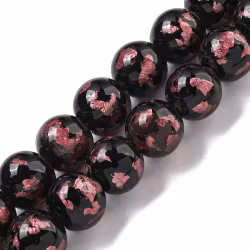 Lampwork, Glaspärlor, 2st, Silver/Gold Foil, Flamingo
