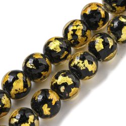 Lampwork, Glaspärlor, 2st, Silver/Gold Foil, Gold