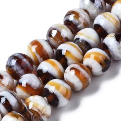 Lampwork, Glaspärlor, 10st, 12mm, Sandy Brown