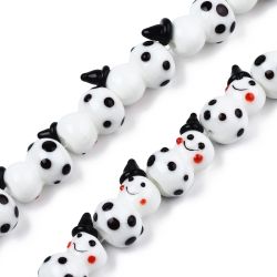 Lampwork, Glaspärlor, Snögubbe, 1st, Black