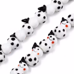 Lampwork, Glaspärlor, Snögubbe, 1st, Black