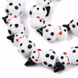 Lampwork, Glaspärlor, Snögubbe, 1st, Black