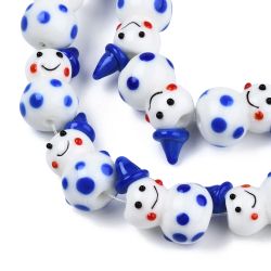 Lampwork, Glaspärlor, Snögubbe, 1st, Blue