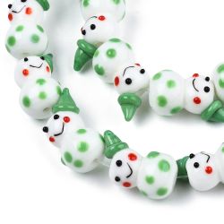 Lampwork, Glaspärlor, Snögubbe, 1st, Medium Sea Green