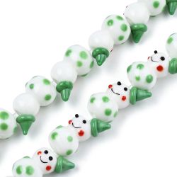 Lampwork, Glaspärlor, Snögubbe, 1st, Medium Sea Green