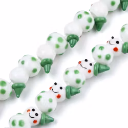 Lampwork, Glaspärlor, Snögubbe, 1st, Medium Sea Green