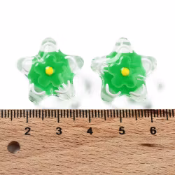 Lampwork, Glaspärlor, Blomma, 1st, Lime Green
