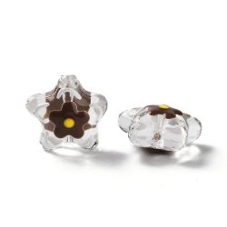 Lampwork, Glaspärlor, Blomma, 1st, Coconut Brown
