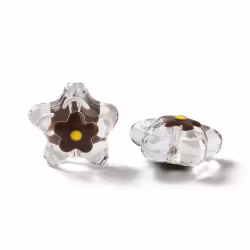 Lampwork, Glaspärlor, Blomma, 1st, Coconut Brown