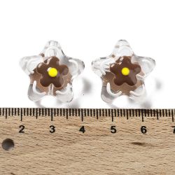 Lampwork, Glaspärlor, Blomma, 1st, Coconut Brown