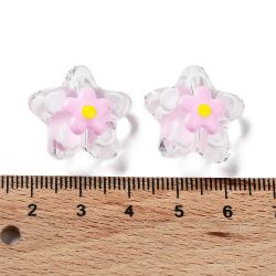 Lampwork, Glaspärlor, Blomma, 1st, Pearl Pink