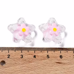 Lampwork, Glaspärlor, Blomma, 1st, Pearl Pink