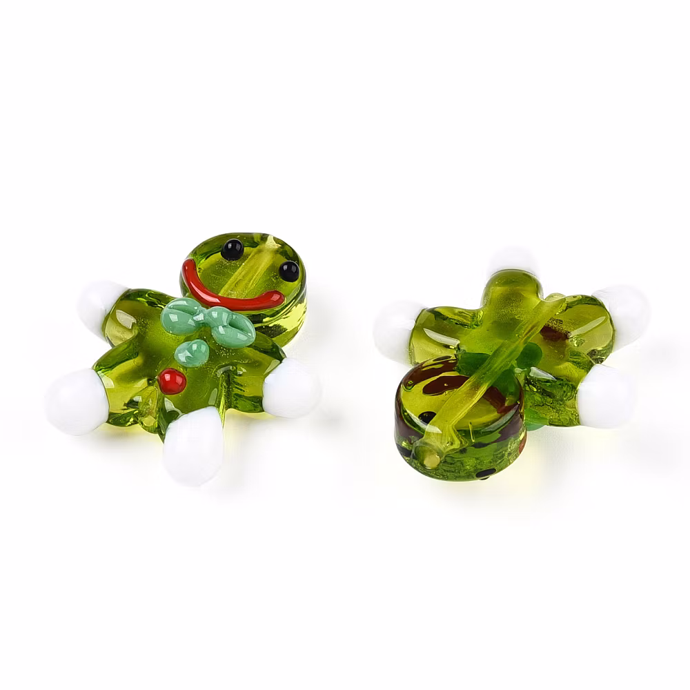 Lampwork, Glaspärlor, Pepparkaka, 1st, Olive Drab