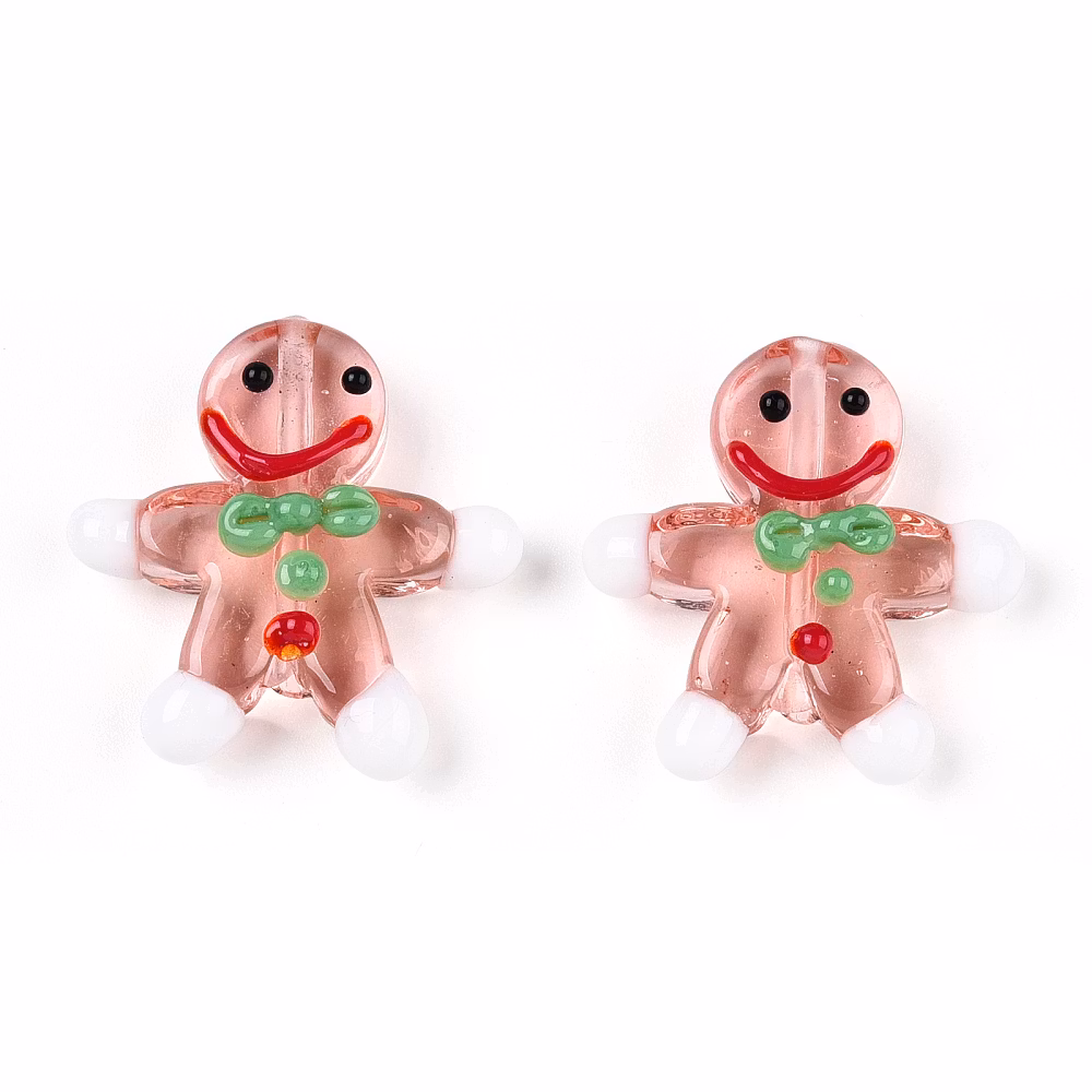 Lampwork, Glaspärlor, Pepparkaka, 1st, Salmon