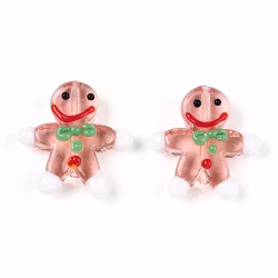 Lampwork, Glaspärlor, Pepparkaka, 1st, Salmon