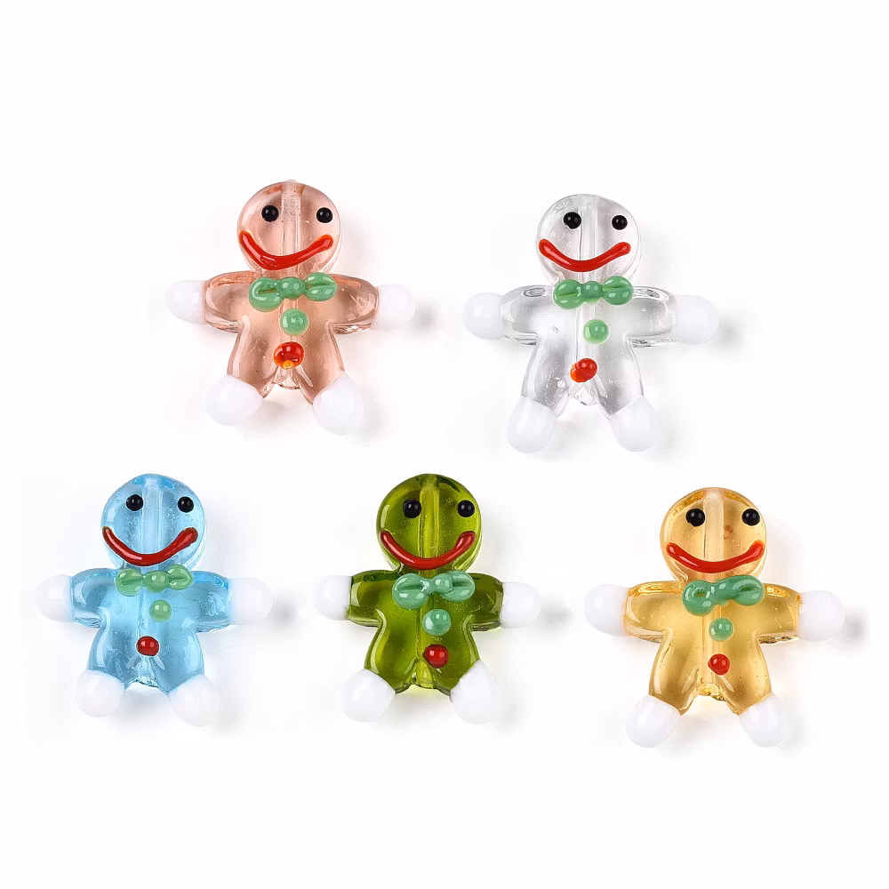 Lampwork, Glaspärlor, Pepparkaka, 10st, Olika färger