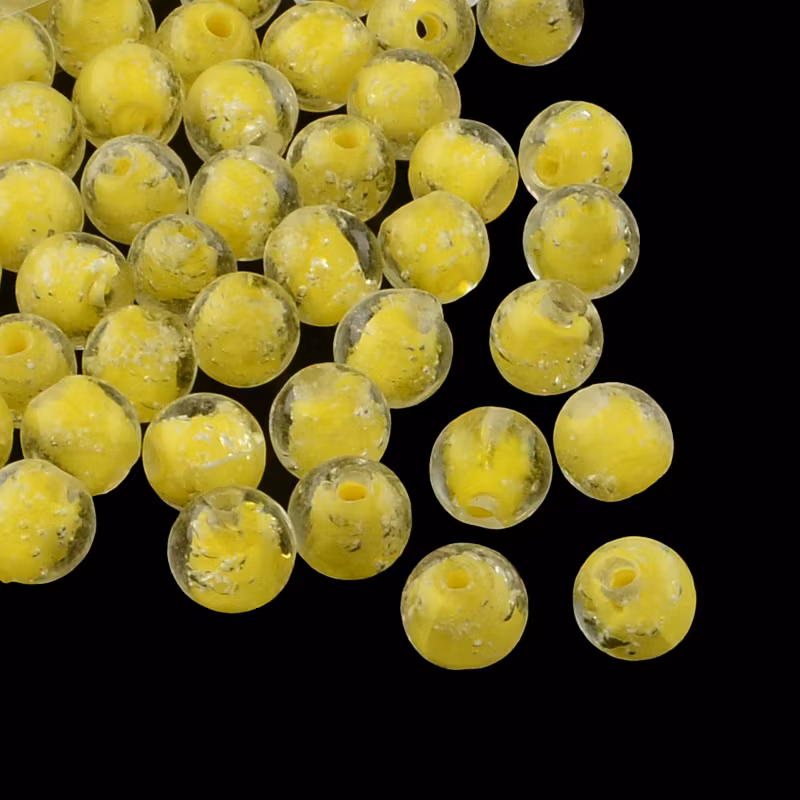 Lampwork, Glaspärlor, Lyser i mörker, Yellow