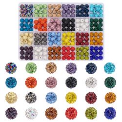 240 Strasspärlor i 24 Färger - 10mm, Hål 1,5mm