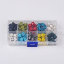 100 Strasspärlor i 10 Färger - 10mm, Hål 2mm