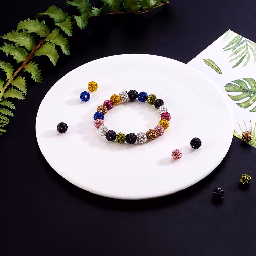 100 Strasspärlor i 10 Färger - 8mm, Hål 1mm