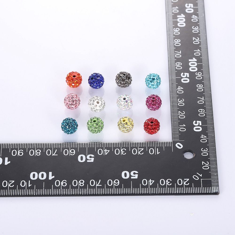 60 Strasspärlor i 12 Färger - 10mm, Hål 1,8mm