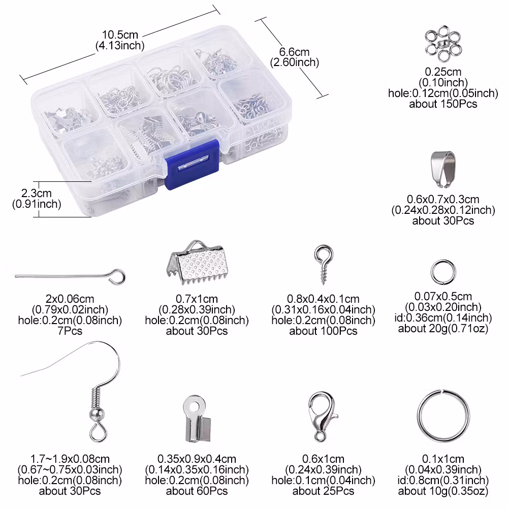 Smyckesdels-kit, 10 olika delar ,Platina