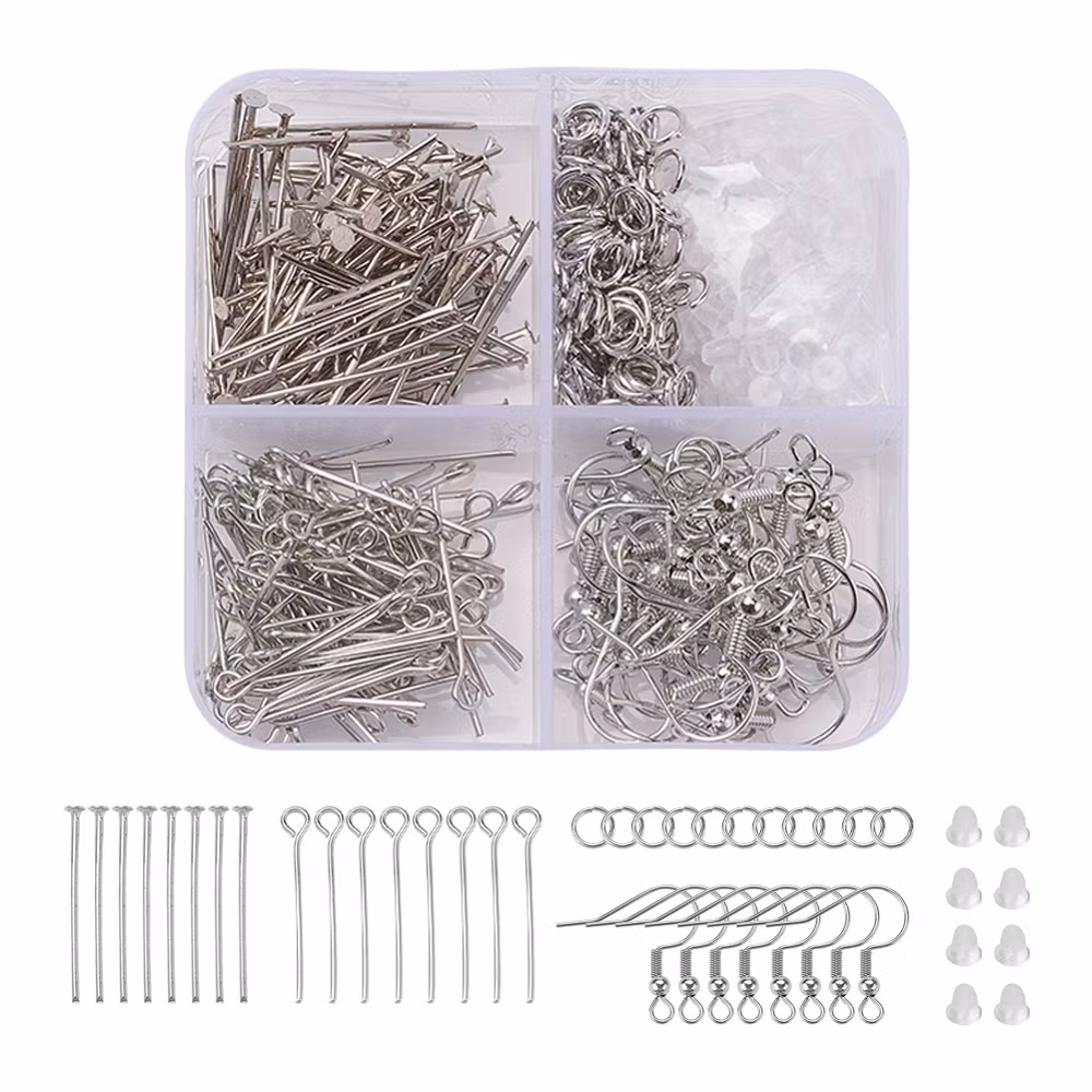 Litet örhänges-kit, 5 olika delar, Platina