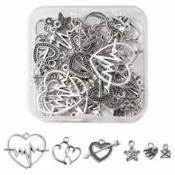 Hjärtan-berlocker, 48st, 6 Olika