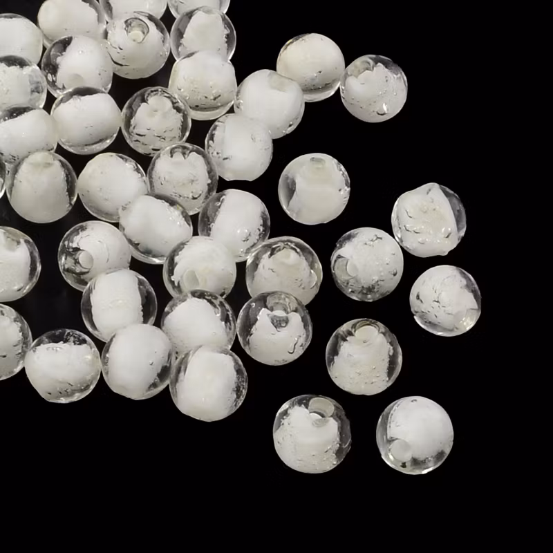 Lampwork, Glaspärlor, Lyser i mörker, White