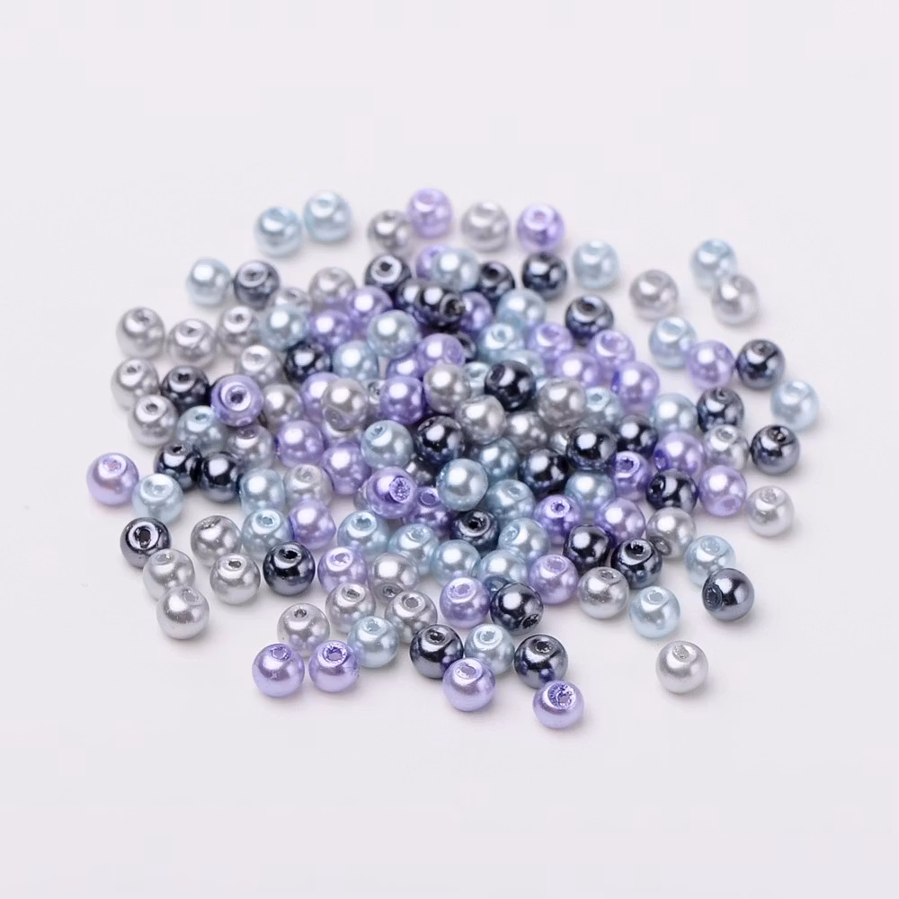 Glaspärlor, 4mm, 400st, Silver-Grey Mix