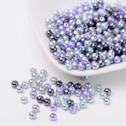 Glaspärlor, 4mm, 400st, Silver-Grey Mix