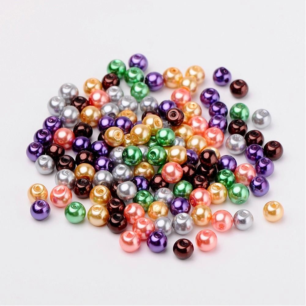 Glaspärlor, 6mm, 200st, Halloween Mix