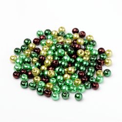 Glaspärlor, 6mm, 200st, Choc-Mint Mix