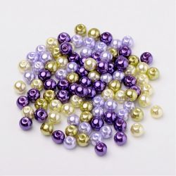 Glaspärlor, 6mm, 200st, Lavender Garden Mix