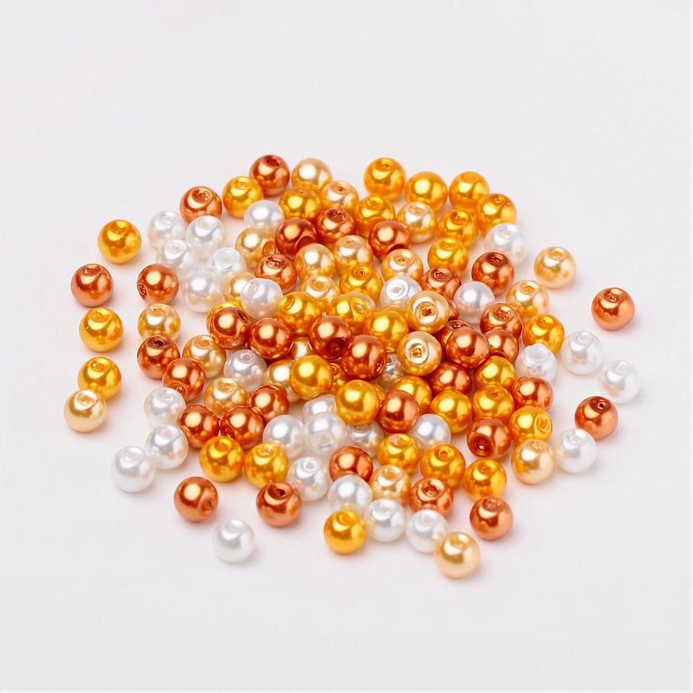 Glaspärlor, 6mm, 200st, Caramel Mix