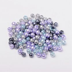 Glaspärlor, 6mm, 200st, Silver-Grey Mix
