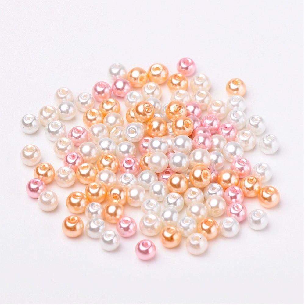Glaspärlor, 6mm, 200st, Barely Pink Mix