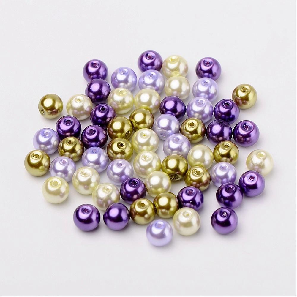 Glaspärlor, 8mm, 100st, Lavender Garden Mix