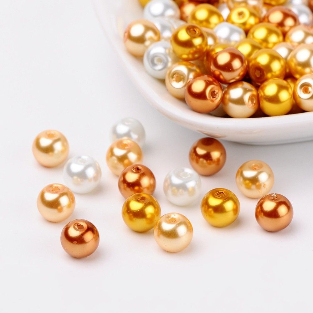 Glaspärlor, 8mm, 100st, Caramel Mix