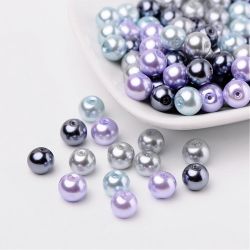 Glaspärlor, 8mm, 100st, Silver-Grey Mix